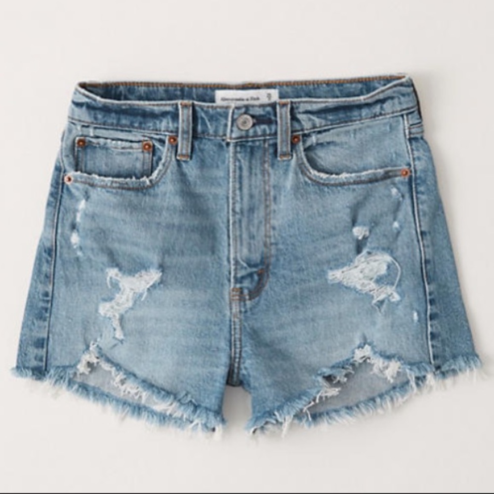 High waisted distressed jean shorts